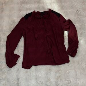 Forever 21 Burgundy Blouse with Black Details